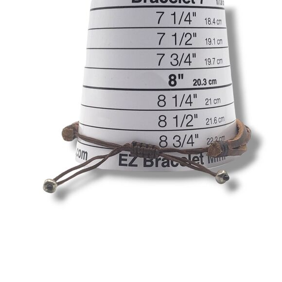 Multiple Strap Brown Leather  Bracelet Adjustable Stackable Unisex - Picture 7 of 10